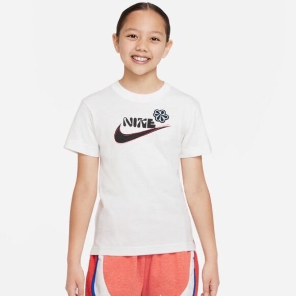 Girls Nike medium white logo tshirt Hilo craft gym workout - Picture 1 of 8